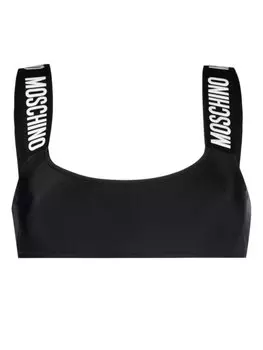 Moschino топ бикини с логотипом, черный