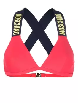 Moschino топ бикини с тисненым логотипом, розовый