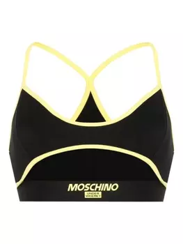 Moschino топ-бралетт из джерси с логотипом, черный