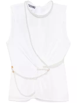 Moschino топ с искусственным жемчугом, белый