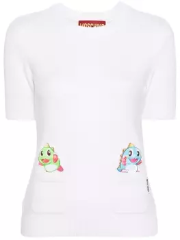 Moschino топ с короткими рукавами и логотипом, нейтральный цвет