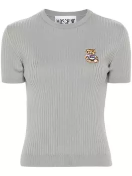 Moschino топ с мотивом «Медвежонок Тедди», серый