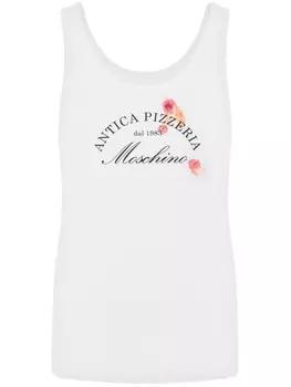 Moschino топ с надписью, белый