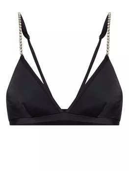 Moschino треугольный верх бикини, украшенный кристаллами, черный