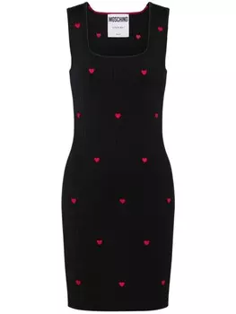 Moschino трикотажное платье мини с вышивкой, черный