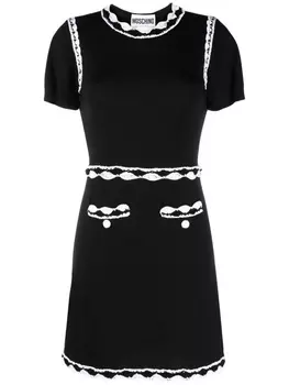 Moschino трикотажное платье с кружевной отделкой, черный