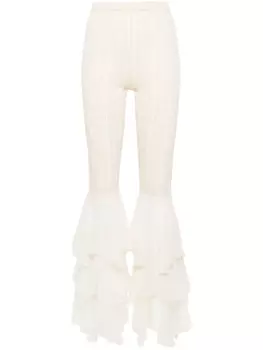Moschino трикотажные брюки с оборками, нейтральный цвет