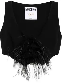 Moschino трикотажный топ с цветочной аппликацией, черный