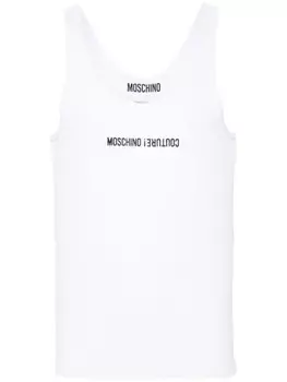 Moschino трикотажный топ с вышитым логотипом, белый