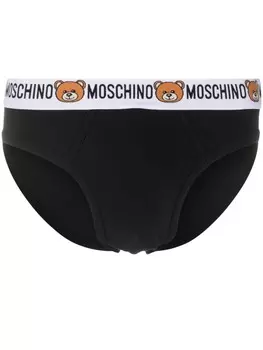 Moschino трусы-брифы с логотипом Teddy Bear на поясе, черный