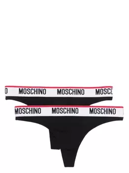 Moschino трусы-стринги с логотипом, черный