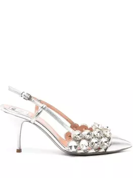 Moschino туфли-лодочки с кристаллами, серебристый
