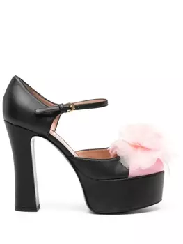 Moschino туфли на платформе с цветочной аппликацией, черный