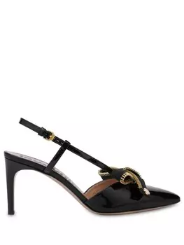 Moschino туфли с бантом и заостренным носком, черный