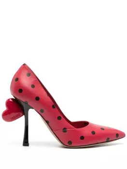 Moschino туфли в горох с аппликацией, красный