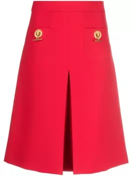 Moschino юбка миди А-силуэта со складками, красный