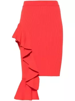 Moschino юбка мини с оборками, розовый