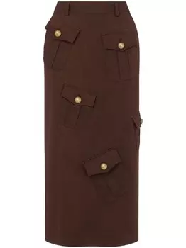 Moschino юбка с карманами, коричневый