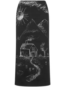 Moschino юбка с принтом, черный