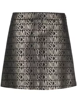 Moschino юбка с завышенной талией и логотипом, черный