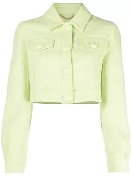 Moschino укороченная джинсовая куртка, зеленый