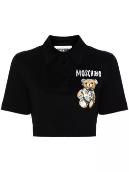 Moschino укороченная рубашка поло Teddy Bear, черный