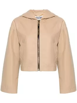 Moschino укороченная шуба с капюшоном, нейтральный цвет