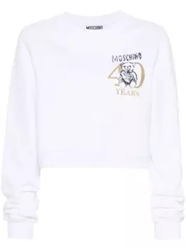 Moschino укороченная толстовка с принтом Teddy Bear, белый