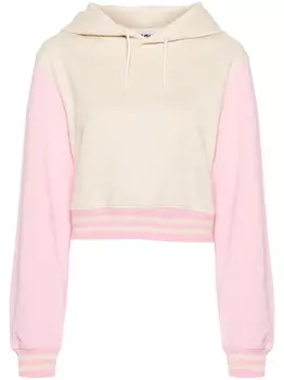 Moschino укороченное худи с логотипом, нейтральный цвет