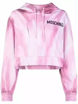 Moschino укороченное худи с принтом Brushstroke, розовый