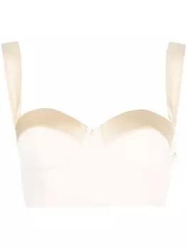 Moschino укороченный топ без рукавов, нейтральный цвет