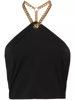 Moschino укороченный топ с цепочкой, черный