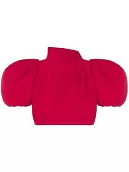 Moschino укороченный топ с объемными рукавами, красный