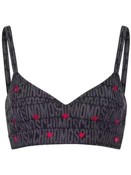 Moschino укороченный топ с узором, черный