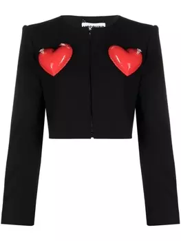 Moschino укороченный жакет с аппликацией, черный