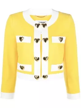 Moschino укороченный жакет с аппликацией, желтый