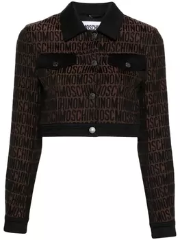 Moschino укороченный жакет с логотипом, коричневый