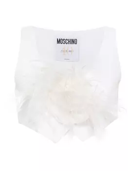 Moschino укороченный жилет с брошью, белый