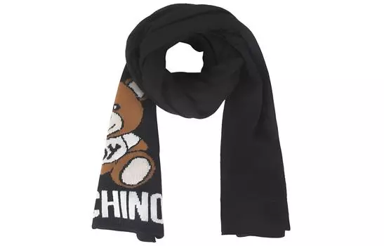 MOSCHINO Вязаный шарф унисекс черный
