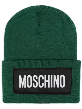 Moschino вязаная шапка с логотипом, зеленый