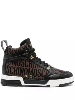 Moschino высокие кроссовки с логотипом, коричневый