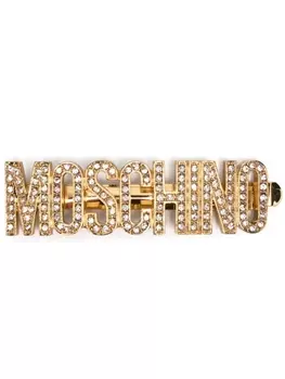 Moschino заколка для волос с логотипом, золотистый