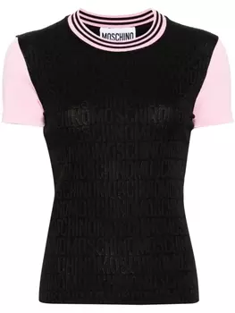 Moschino жаккардовая футболка с логотипом, черный