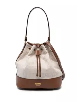 Moschino жаккардовая сумка-ведро с монограммой, нейтральный цвет