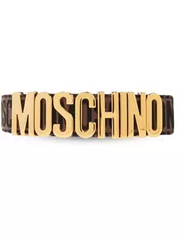 Moschino жаккардовый ремень с пряжкой-логотипом, коричневый