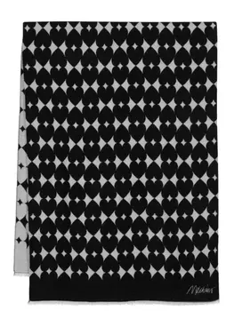 Moschino жаккардовый шарф с вышитым логотипом, серый