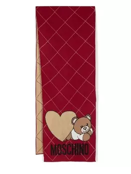 Moschino жаккардовый шарф Teddy Bear, красный