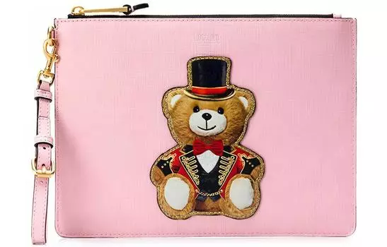 MOSCHINO Женский кожаный клатч розового цвета