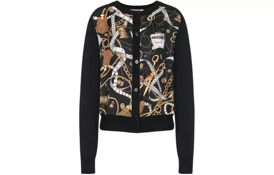 MOSCHINO Женский шерстяной кардиган-свитер Allover Sartorial, черный