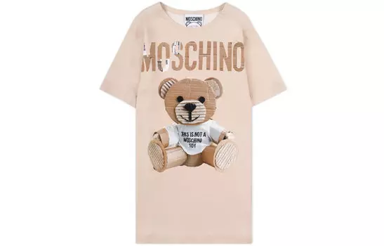 MOSCHINO Женское платье с короткими рукавами бежево-желтого цвета
